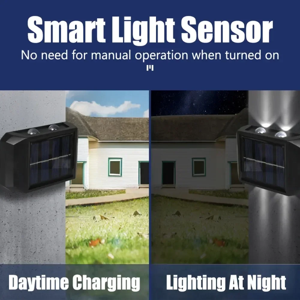 ضوء LED بالطاقة الشمسية، مصباح جداري مقاوم للماء في الهواء الطلق، إضاءة سياج من الغسق إلى الفجر لحديقة الصيف، ساحة الشرفة، الممشى، التخييم، المنزل، ديسمبر
