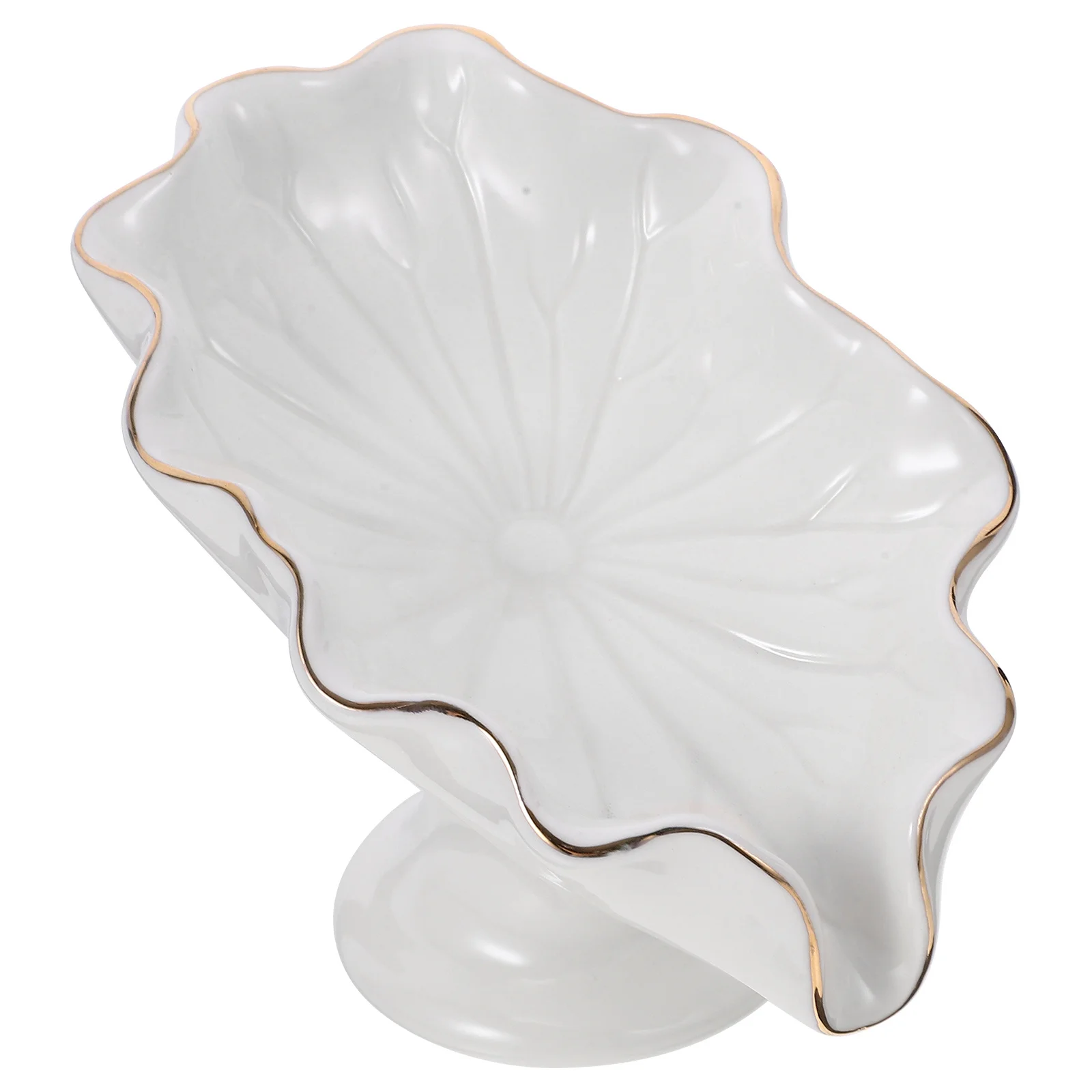 

Ceramic Soap Dish Self Draining Lotus Leaf Soap Holder for Bathroom Kitchen Countertop Decorative Tray Dish Holder