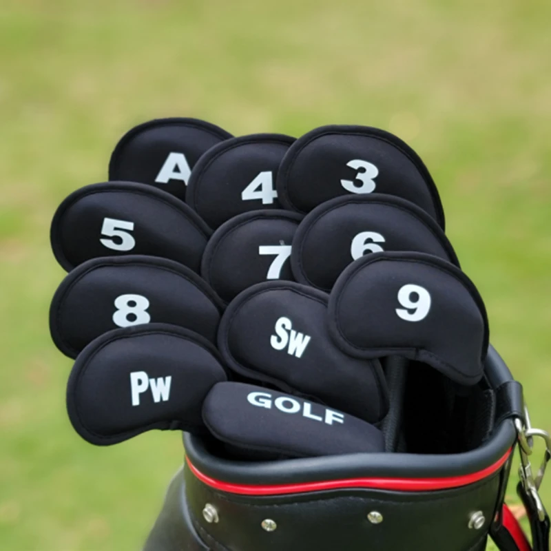 10 Uds. Fundas para cabeza de palo de Golf, cubierta para cabeza de Putter de hierro, juego de fundas para cabeza de Putter, accesorios de Golf para