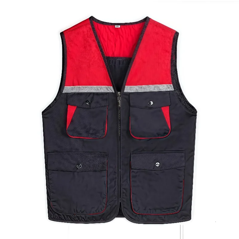 New Multi-pocket Vest Custom Logo Workwear Waistcoat High-End Multi-Pocket Decoration Staff Work Clothes Work Vest