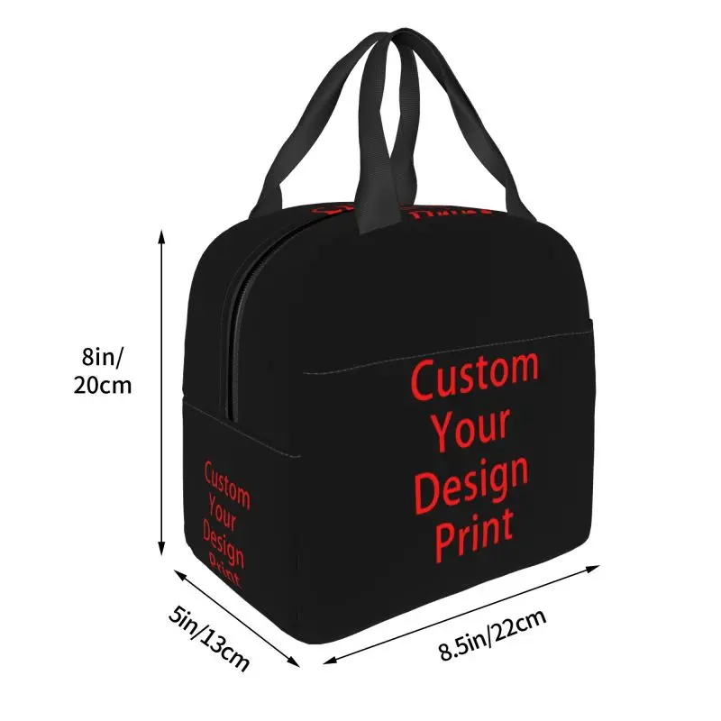 Custom Your Design Insulated Lunch Tote Bag for Women Logo Printed Portable Cooler Thermal Food Lunch Box Kids School Children