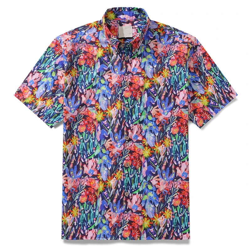 Hawaiian Shirts For Men Floral Summer Casual Short Sleeve Y2k Tops Oversized Streetwear Vintage Beach Blouse Camisa Masculino