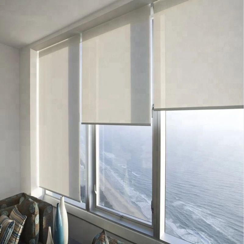 Custom Blackout 100% Polyester Motorized Commercial Window Roller Blinds For Office Home Windows