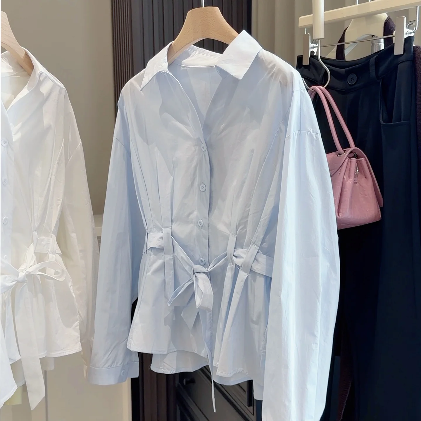 

ALPHALMODA, женская рубашка во французском стиле, с зауженной талией, оригинальная, с отложным воротником, для повседневной носки, стройнящая белая рубашка-топ