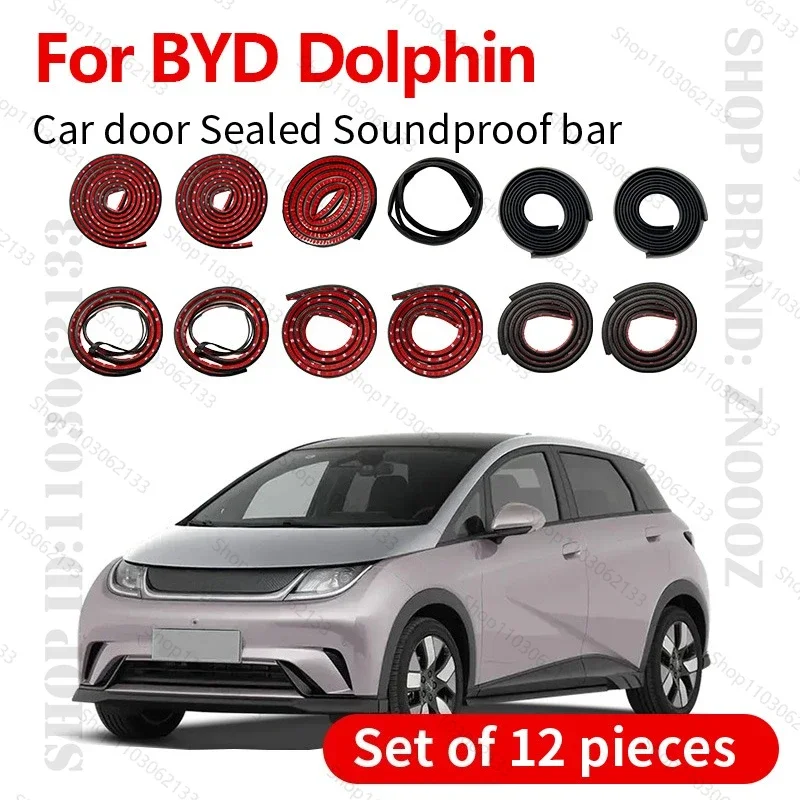 2023-2025 For BYD Dolphin Car Door Seal Strip Rubber Double Layer Sealing Protector Soundproof Seal Dustproof Seal Strip 12PCS