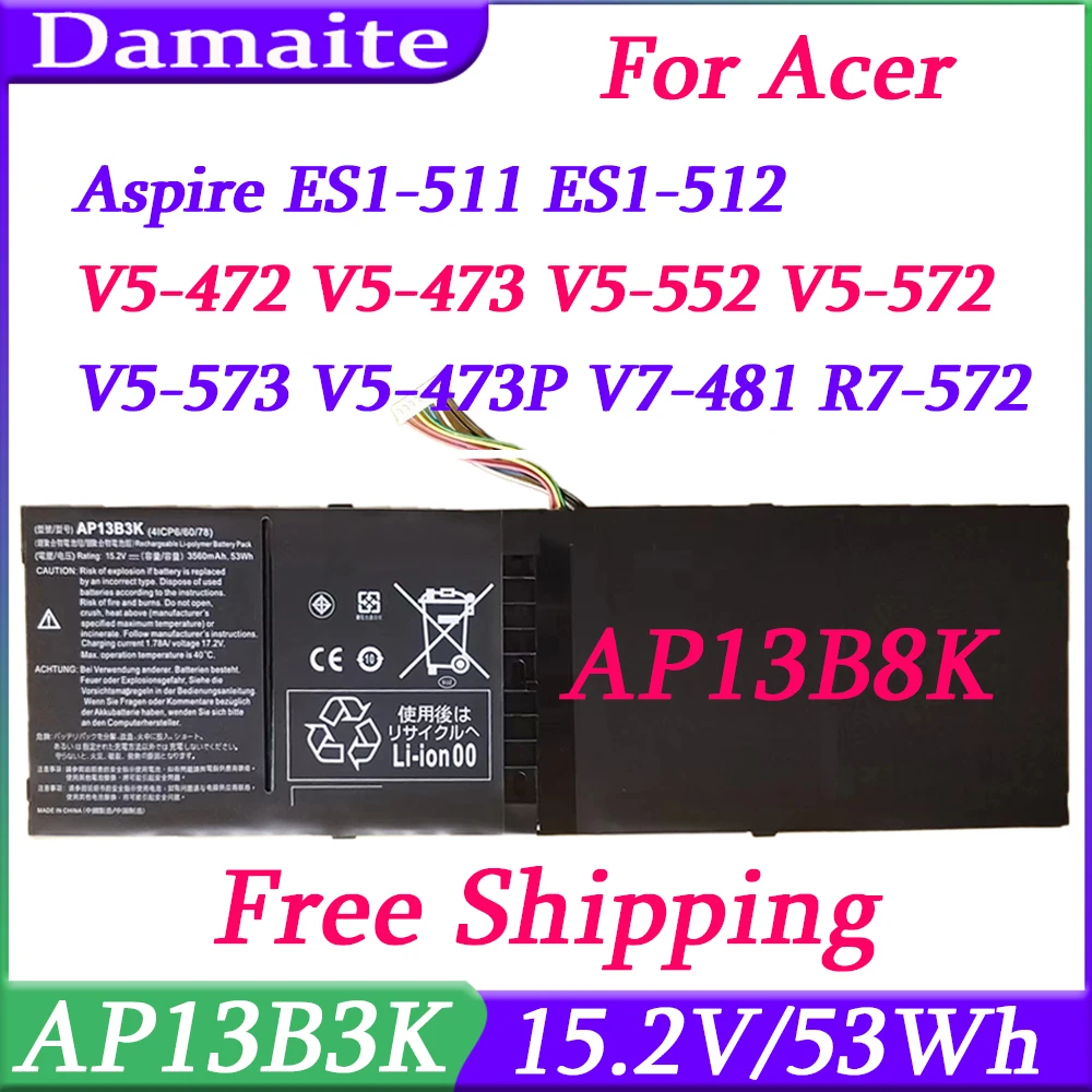 NEW AP13B3K Battery for Acer Aspire V5-473P V5-552G V5-573G M5-583 M5-583P M5-583P-5859 M5-583P-6423 R7-572 ES1-511 ES1-512