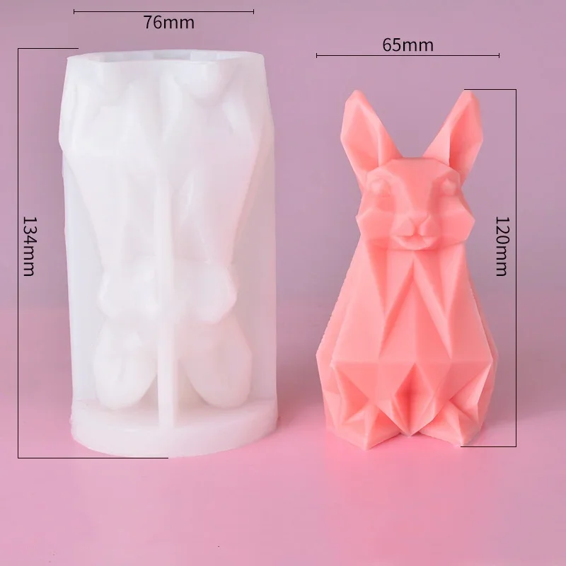 DIY Origami Rabbit Candle Silicone Mold 3D Bunny Pet Gypsum Diffuser Stone Silicone Mold Home Scent Candle Molds Concrete Gifts