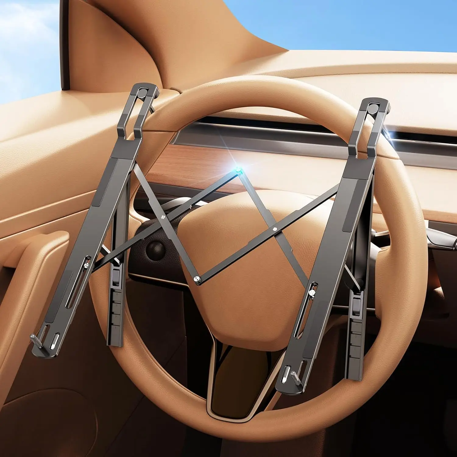 

Adjustable Car Steering Wheel Laptop Desk - Foldable Portable Tray for SUV Truck Tesla