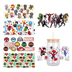 Disney Cartoon Marvel Hero Pattern UV DTF Transfer Sticker Waterproof Transfers Decals For 16oz Glass Cup Wrap Stickers