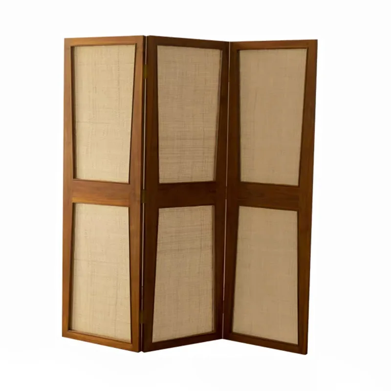 

Solid wood medieval folding imported rattan braided teak mobile partition entrance living room B & B