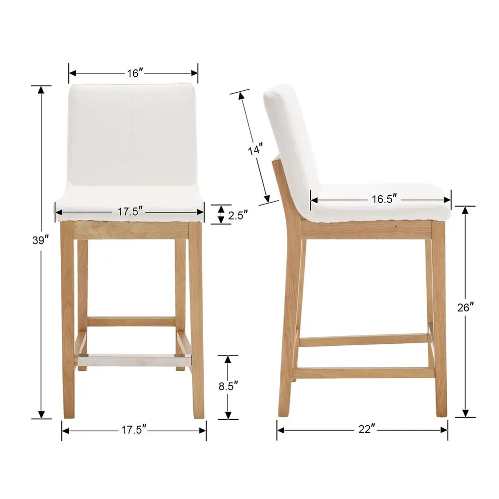 

Height Bar Stools Set of 2 Faux Leather Upholstered Kitchen Island Stools with Back and Distressed Wood Legs 26 Midcentury Mode
