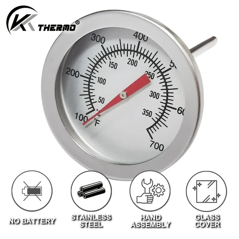 KT THERMO Charcoal Grill Thermometer 100-700F 50-350C Smoker Temperature Gauge BBQ Grill Pit Replacement Thermomete