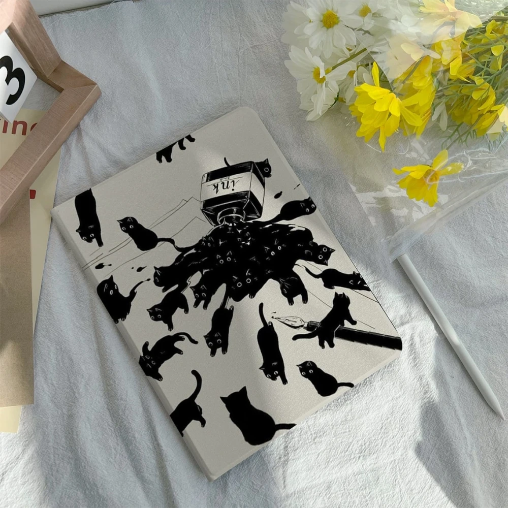 

Black Cat With Pencil Holder Funda Case for iPad Air 5th 4th 10.9 iPad Pro 11 10.2 8 9th Air3 pro10.5 10th 2022 Silicone Case