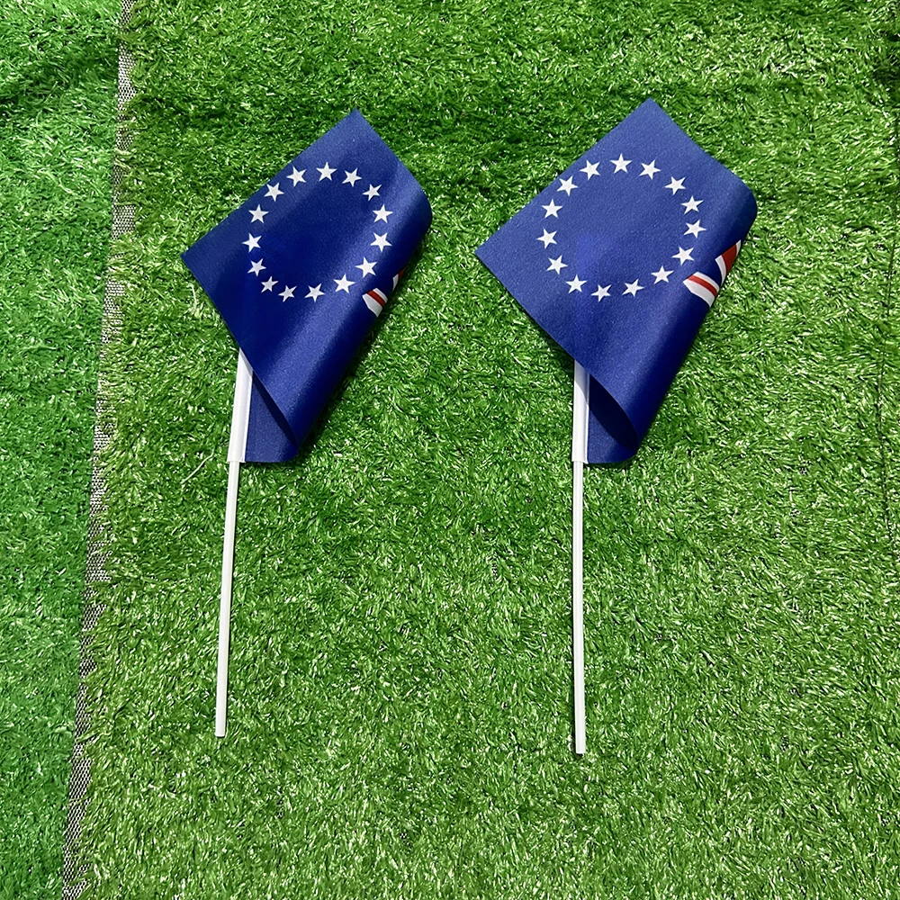 Bandera de mano Islas Cook con asta de plástico para deporte - imagen 2