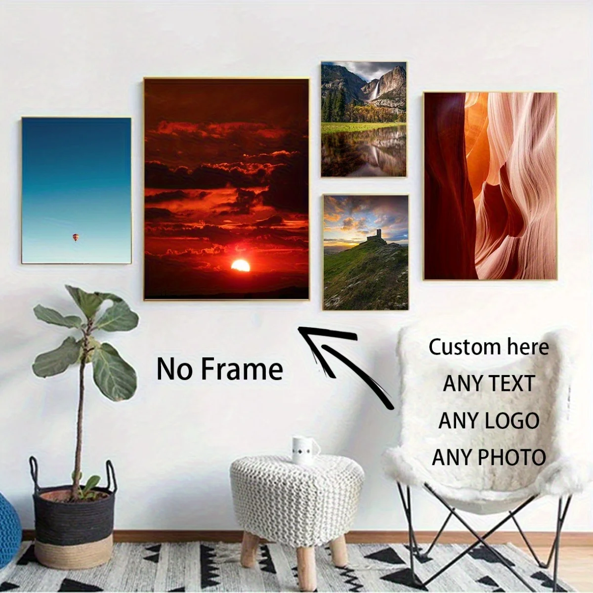 لوحة فنية جدارية قماشية بدون إطار قابلة للتخصيص - مخصصة مع أي نص أو شعار أو صورة لحفلات الزفاف والحيوانات الأليفة والأسرة وأعياد الميلاد #4