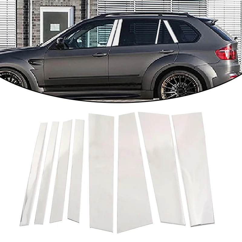 

8Pcs Car Column BC Pillar Posts Door Trim Stickers for BMW X5 E70 2007 2008 2009 2010 2011 2012 2013