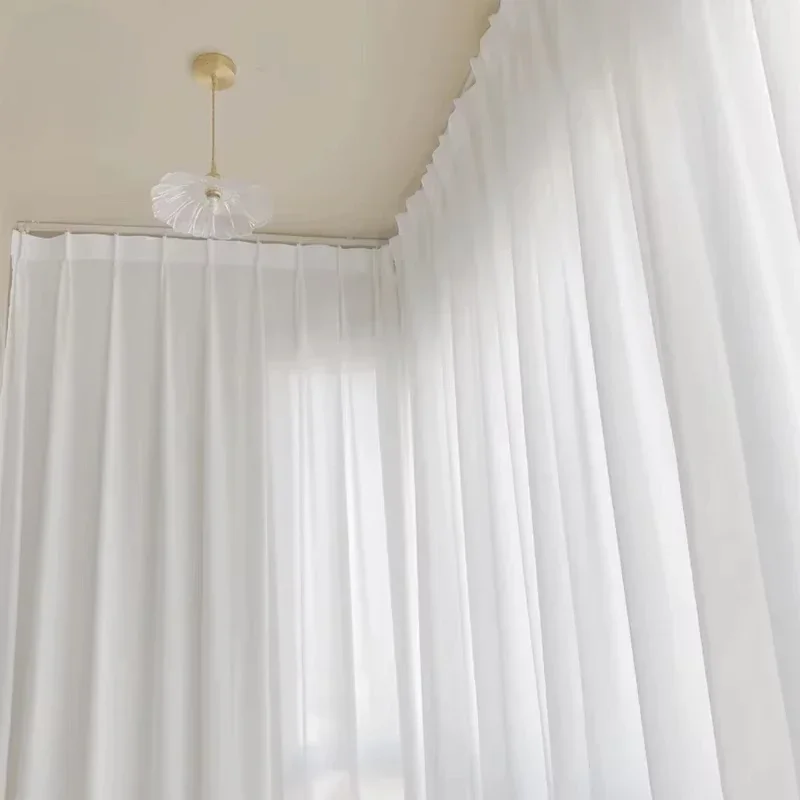 OLOEY White Tulle Curtain for Bedroom Super Soft White Voile Sheer Curtains for Living Room Tulle for Windows Home Decor Custom