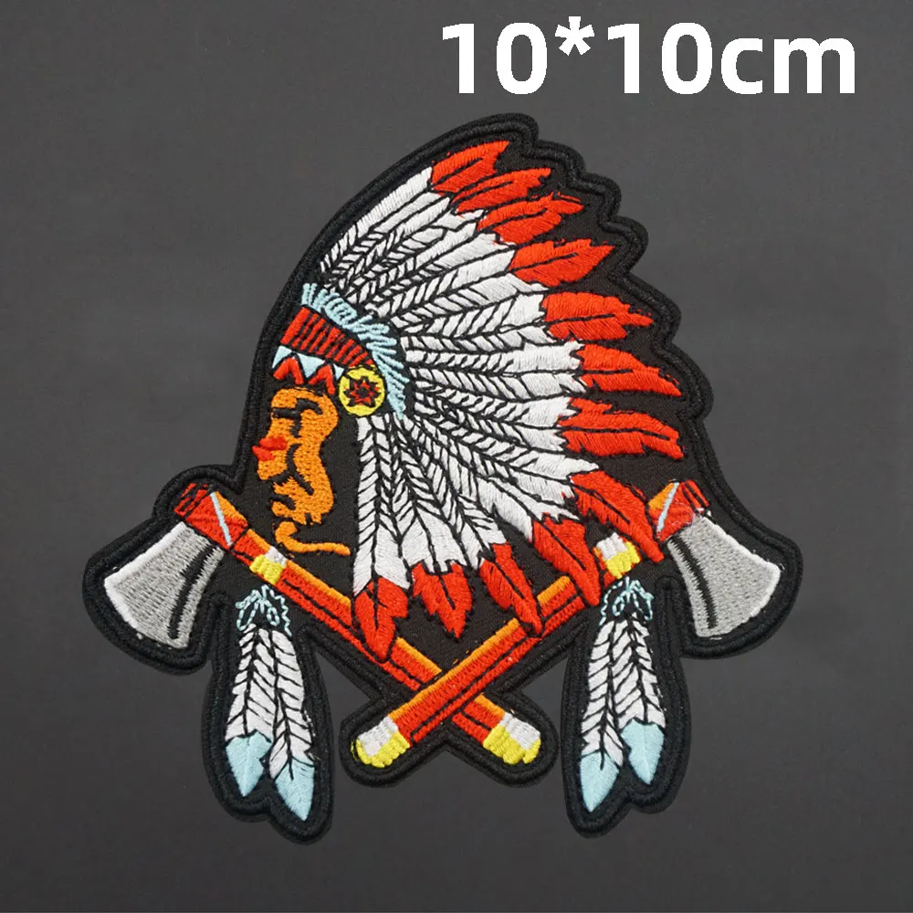 Indian head badge embroidered patches with hook backing