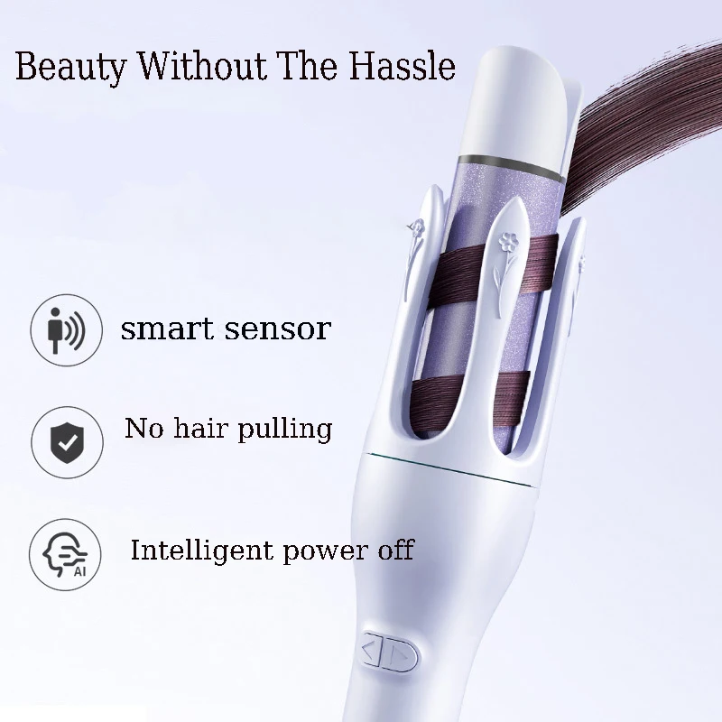 New Automatic Hair Curler Straightener 2 in 1, Negative Ion Electric Ceramic Fast Heating Rotating Magic Curler