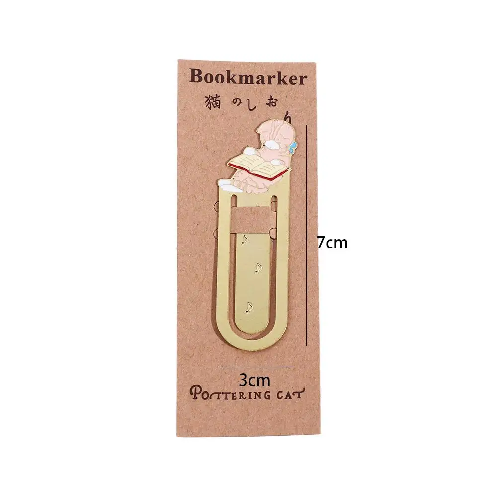 Stationery Student Gift Cartoon Japanese Paper Cilp Reading Metal Bookmark Kittens Book Mark Bookmark Cat Bookmark