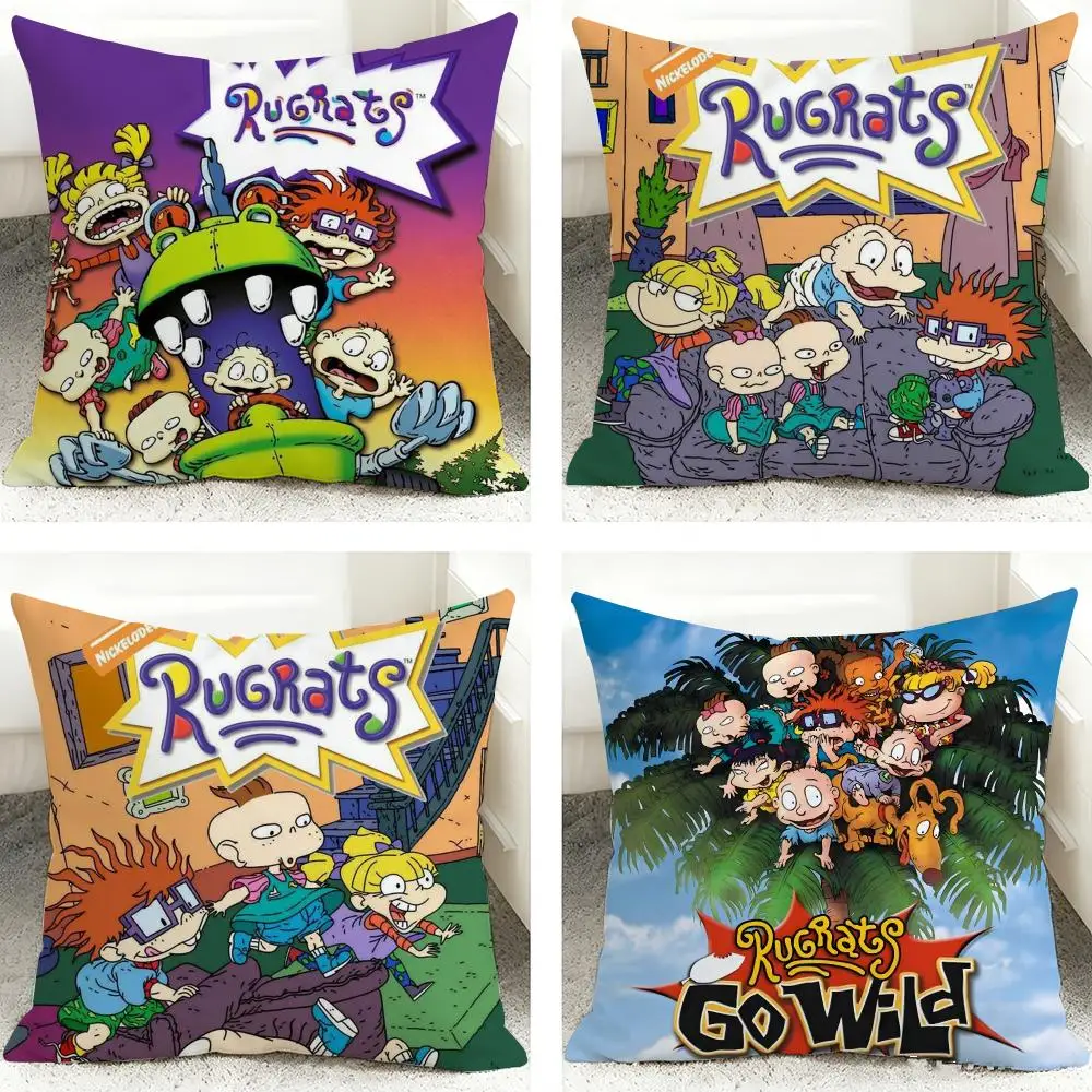 Cartoon Funny R-Rugrats Cushion Cover 40x40cm Square Decorative Sofa Cushion Cover Bedroom Living Room Home Decor Gift