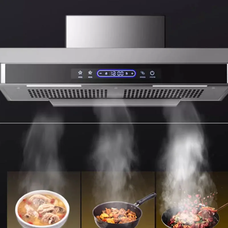 220/110V Efficient Range Hood with Dual Motors Ultrathin Range Hood for Kitchen Top Suction Ventilator Energy Conservation
