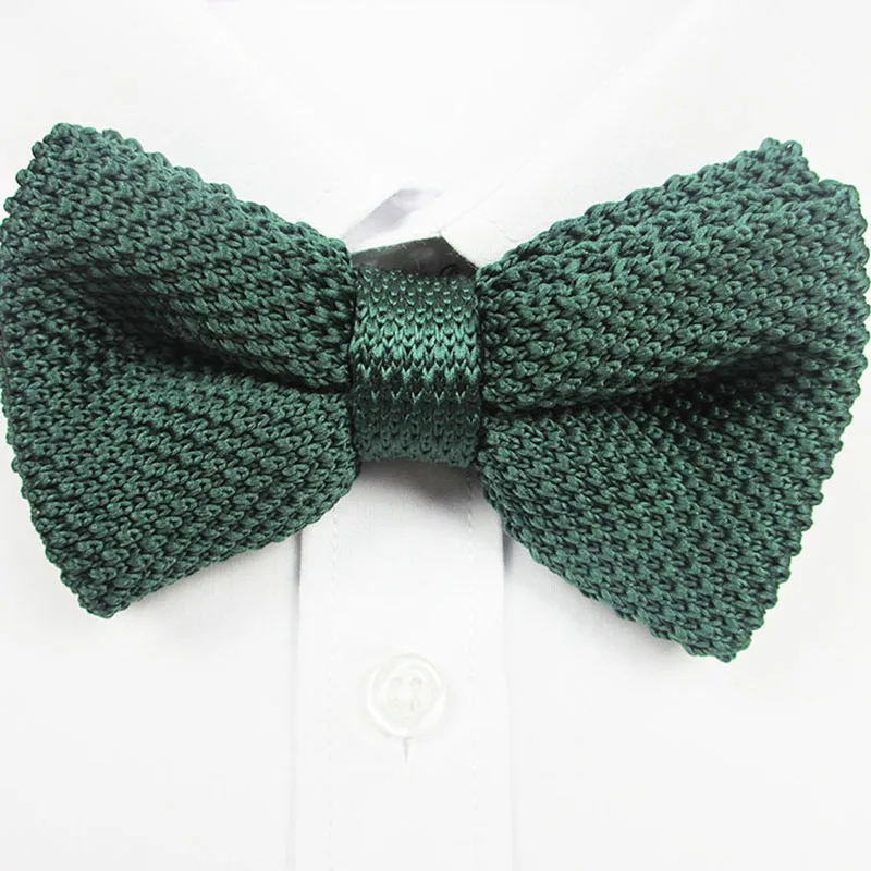 Men Knitted Bowtie Soild Color Bow Tie Thick Double Deck Pre Tied Adjustable Knitting Casual Tuexdo Wedding Party Accessories