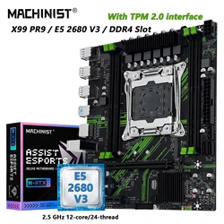 MACHINIST PR9 X99 Motherboard TPM2.0 Module Intel Xeon E5 2680 V3 CPU Support DDR4 RAM Dual-Channel usb3.0 optional kit Combo
