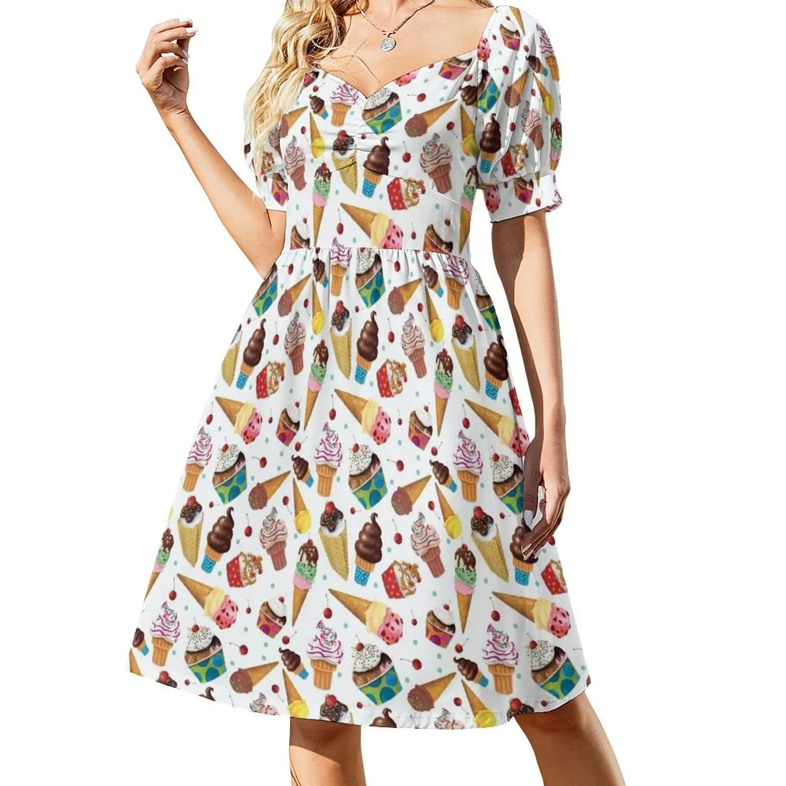 

Ice Cream Toss Print Short Sleeved Dress dresses summer woman 2025 dress summer Cocktail of dresses Dress