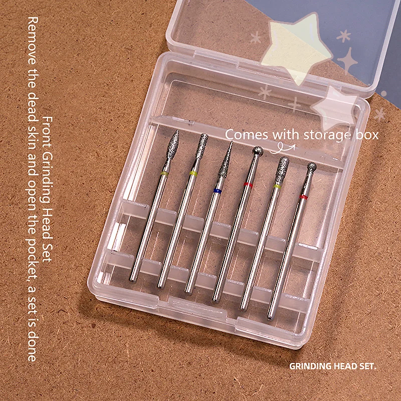 6Pcs/set Diamond Nail Grinding Head Polishing Electric Manicure Drill Bit Accessories