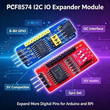 5Pcs PCF8574 I/O Expander Board, I2C to 8-Bit Parallel, for Arduino/STM32/RPi