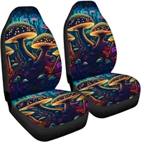 Forest Colorful Mushrooms Car Seat Covers 2pcs/Set Stretch Front Seats Covers Car Interior Protector Auto Bucket Seat Cover