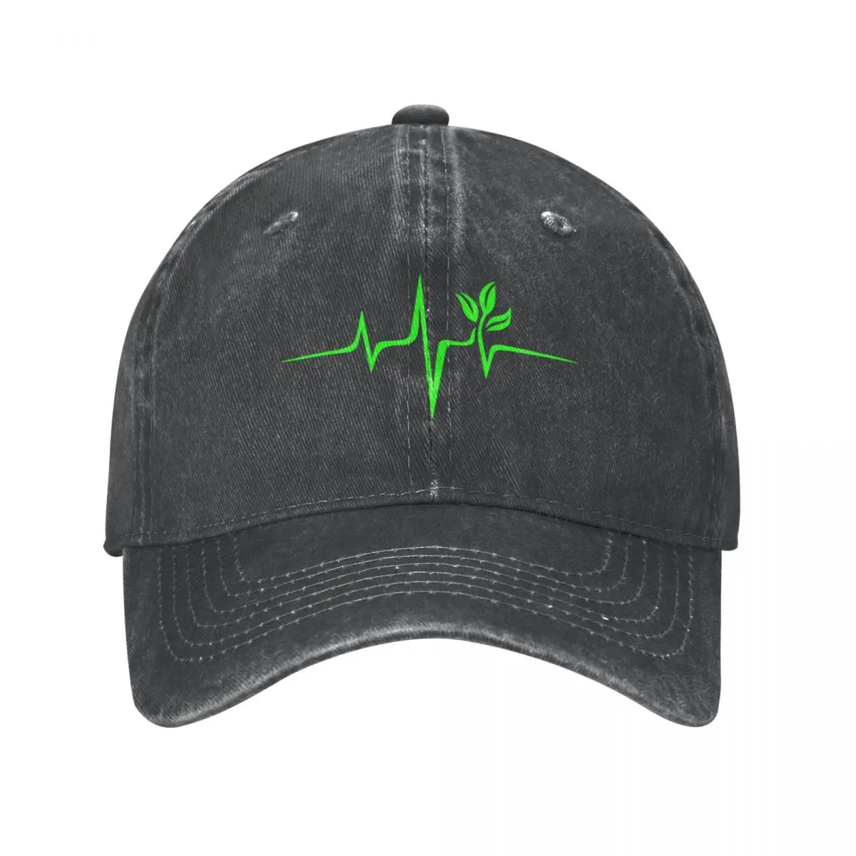 Heartbeat, Pulse Green, Vegan, Frequency, Wave, Earth, Planet Cap Cowboy Hat Beach bag cap for men Women's