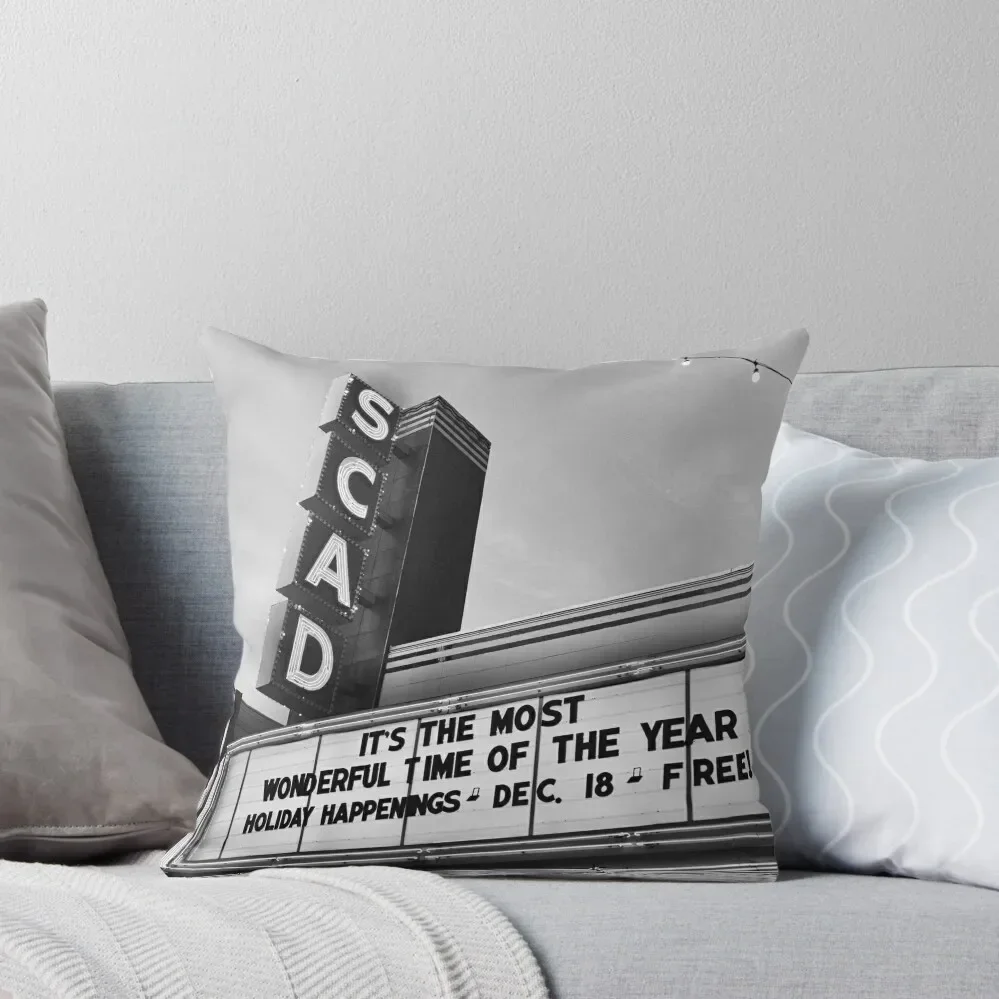 It's The Most Wonderful Time Of The Year At The Savannah Art School Black And White Throw Pillow