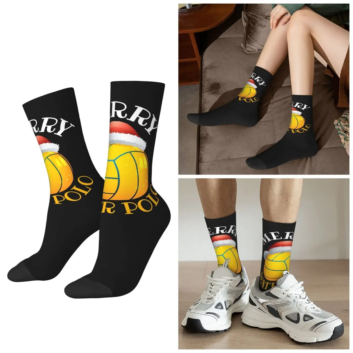 

All Seasons Water Polo Christmas Socks Harajuku Crew Socks Hip Hop Stockings for Men Women Gifts