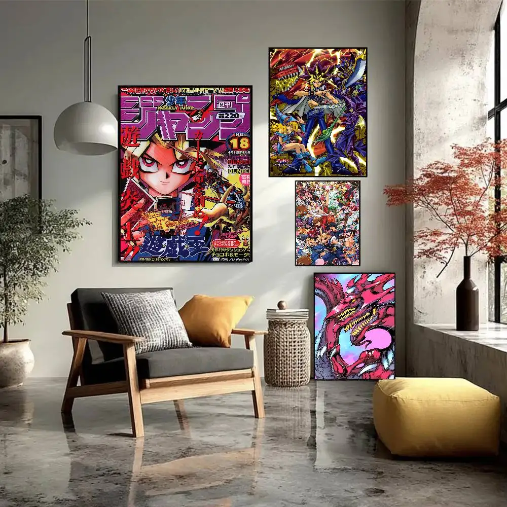 A-mine Yu Gi Oh C--assic A-nime Poster Self-adhesive Art Waterproof Paper Sticker Coffee House Bar Room Wall Decor