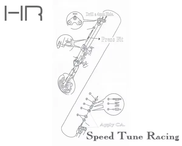 Hot racing Adjustable Smooth Slipper Steering for Kyosho 1/8 NSR500 radio controlled motorcycles