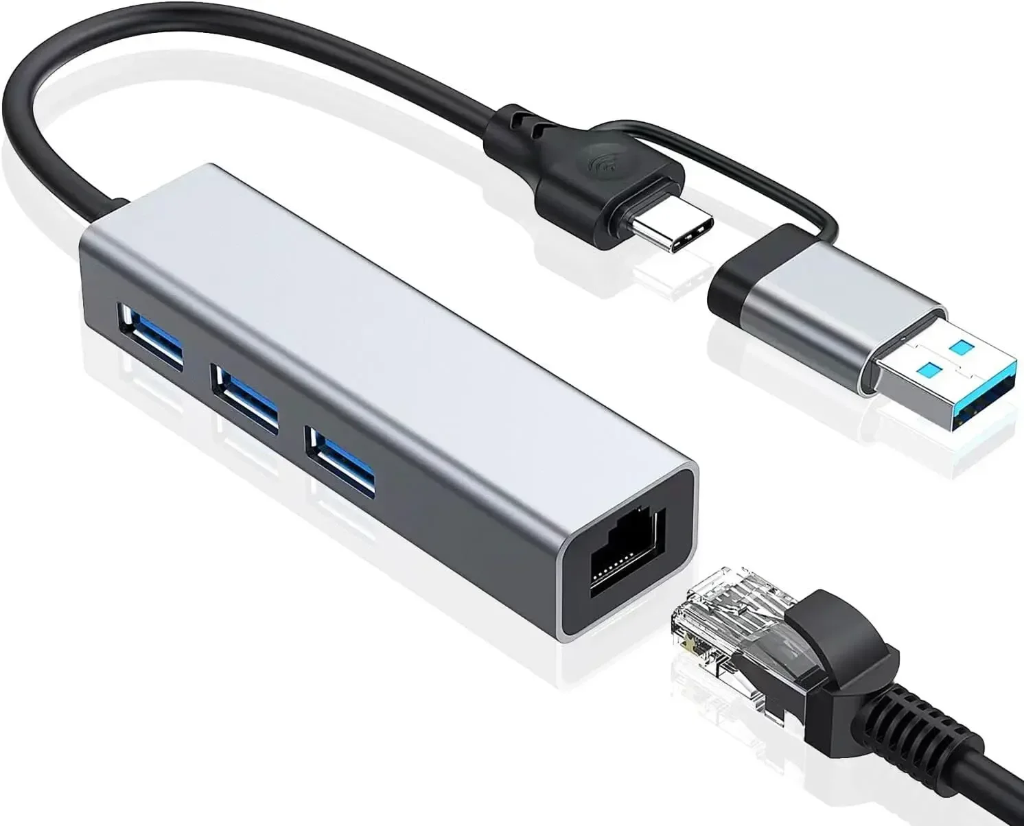 

USB To Ethernet Adapter USB 3.0 Hub With 1 Gigabit RJ45 Ethernet Port Network USB Network Adapter