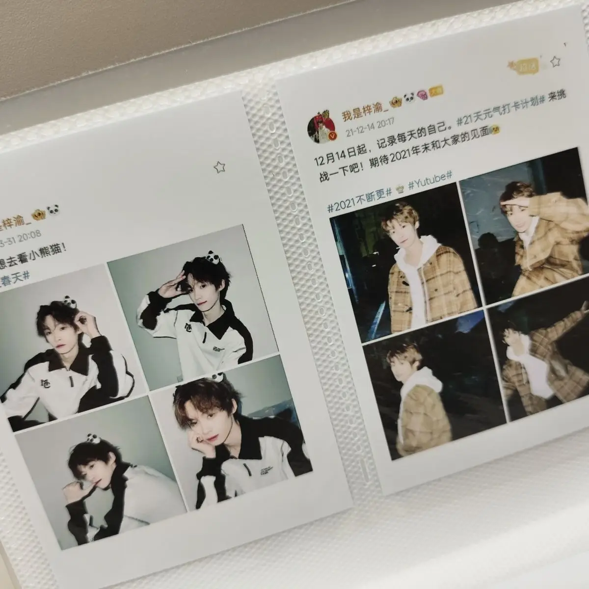 Kartu Kutipan Ziyu, pilihan kartu kutipan Weibo koleksi buatan penggemar yang asli, ukuran 3 inci, menampilkan tema 'Counter Love'