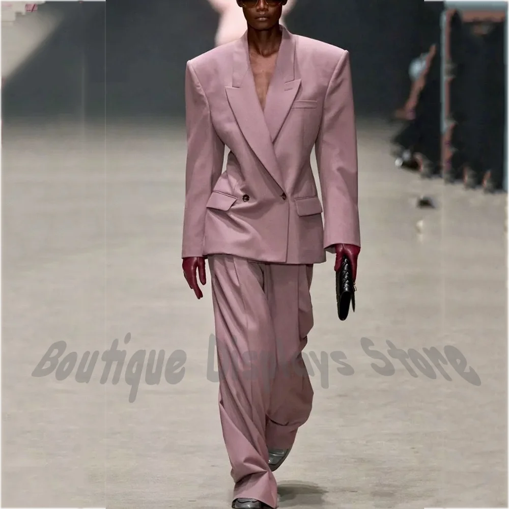 

Stylish Men's Suit Two Pieces Peak Lapel Double Button Casual Loose Prom Suit Outfit High End Holiday Daily Set Streetwear