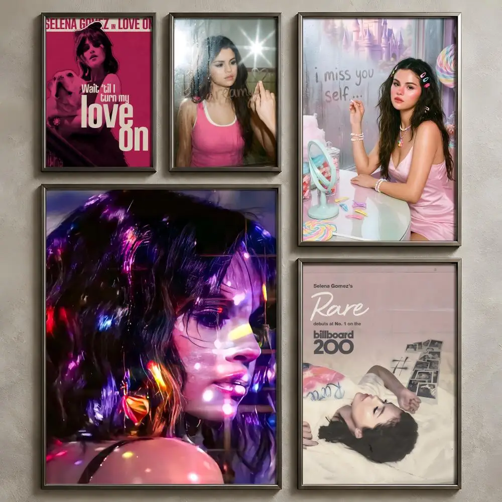 Singer S-Selena Gomez-z Poster Vintage Self Adhesive PP Wall Art Home Bar Bedroom Decor Gift