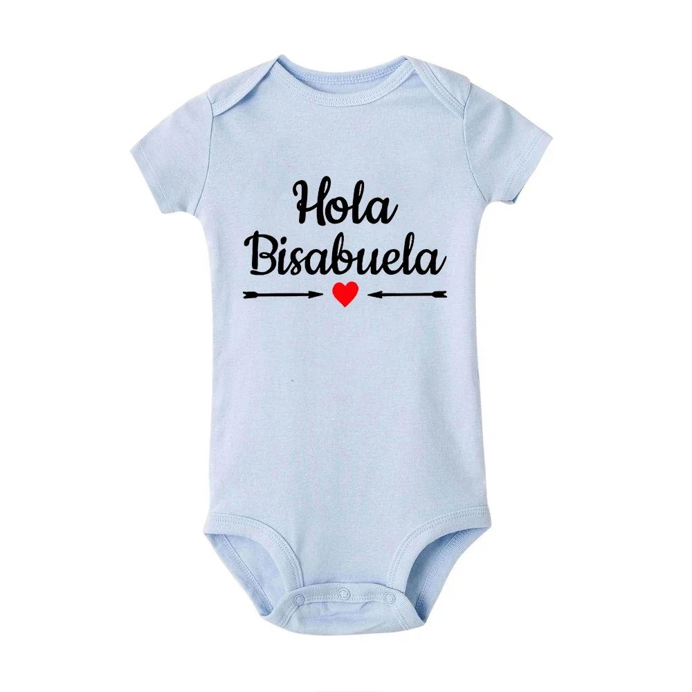 Hola Bisabuela Spanish Great Grandma Creative Baby Newborn Bodysuits Toddler Infant Kids Short Sleeve Casual Jumpsuits Clothing