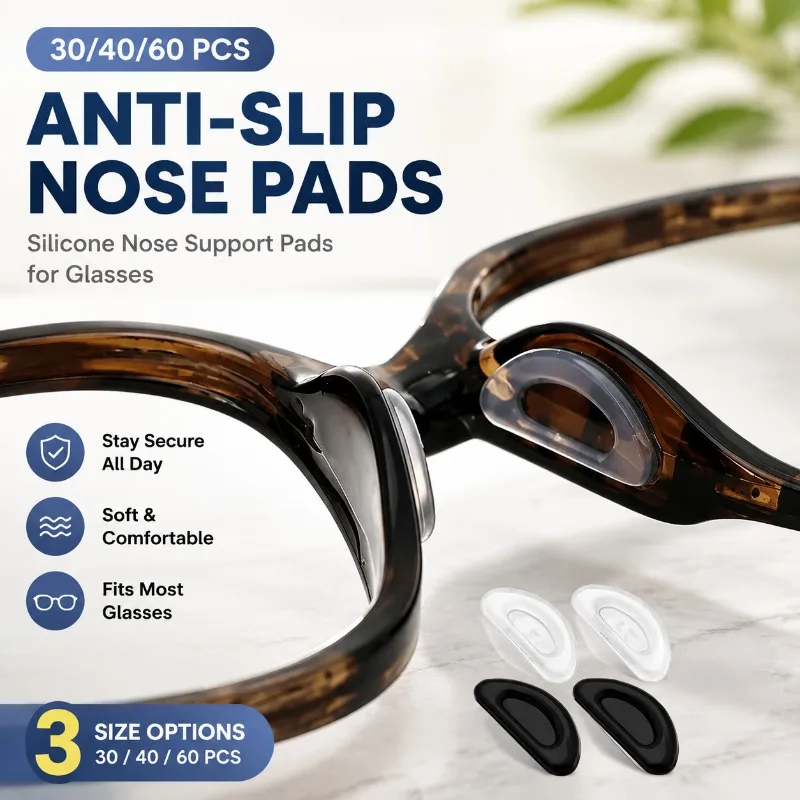 Silicone Nose Support Pads for Glasses, Clear Anti Slip Eye Pad Stickers, Push Nose Pads