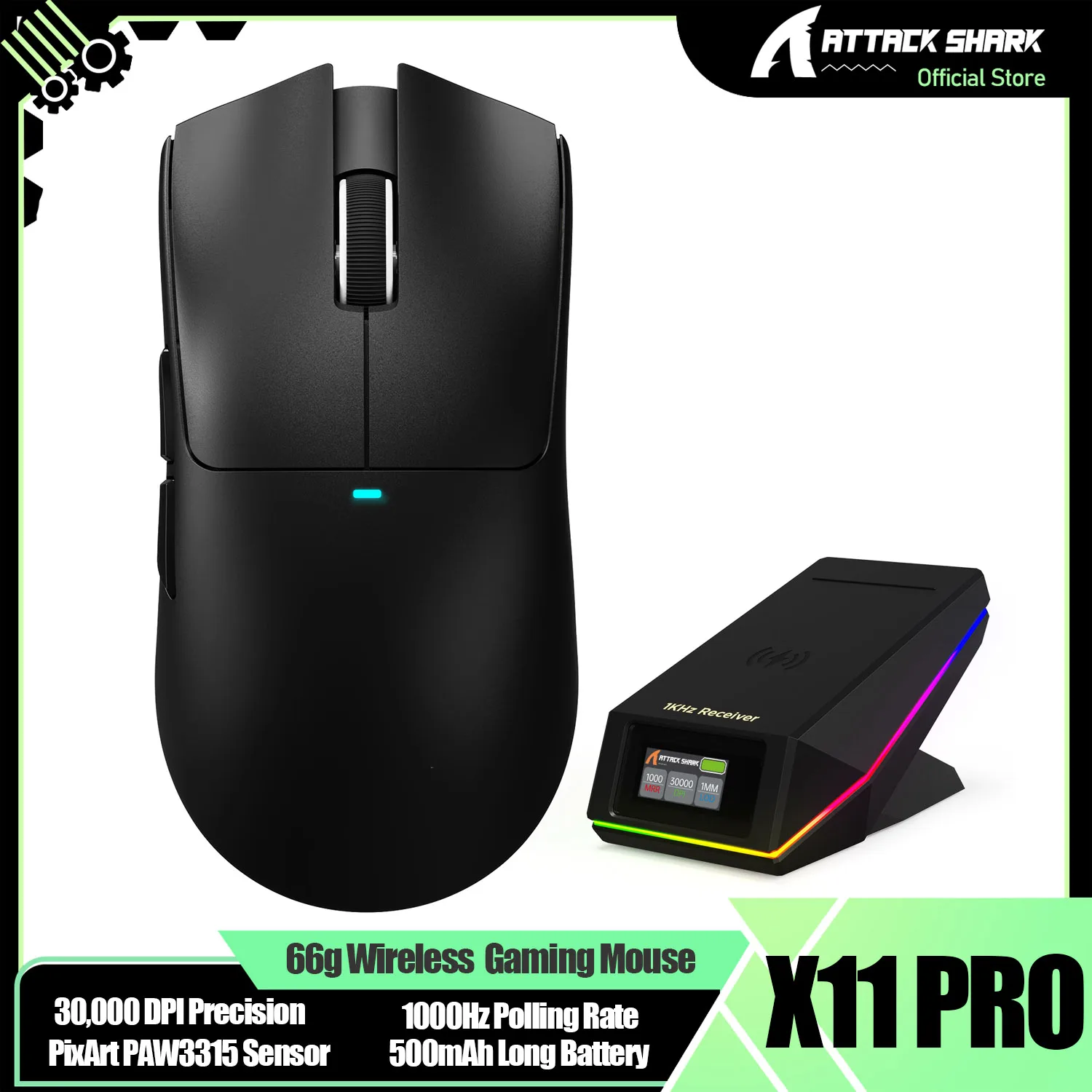 attack-shark-x11-pro-v2-66g-wireless-gaming-mouse-tft-display-charging-dock-30000-dpi-tri-mode-connectivity-paw3315-sensor