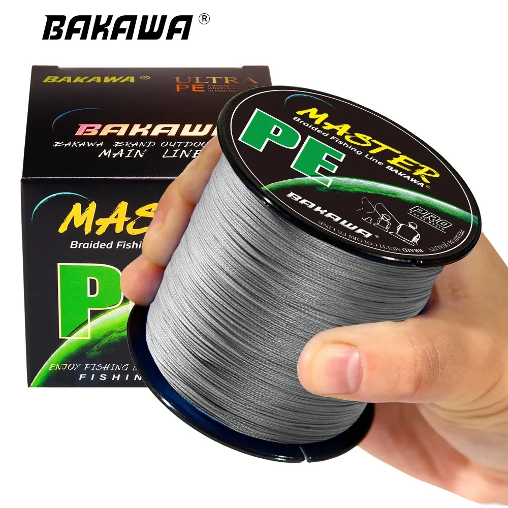 BAKAWA Saltwater Freshwater Braided Fishing Line 4 Strands 4 Woven Smooth Wire Multifilament PE Carp Thread 300M 500M 1000M 100M