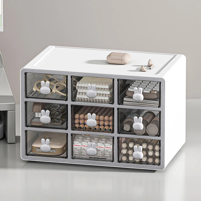 1pc-cute-bunny-handle-desktop-storage-box-with-9-drawers-multi-compartment-office-desk-organizer-for-stationery-cosmetics