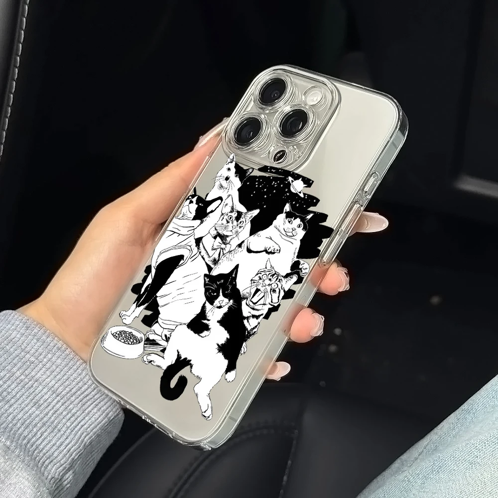 الخيال العلمي نمط القط سيليكون جراب هاتف آيفون 17 16 15 14 13 12 11 برو Xs ماكس الهواء ميني 7 8 6 6s زائد SE 2020 2022 غطاء #6