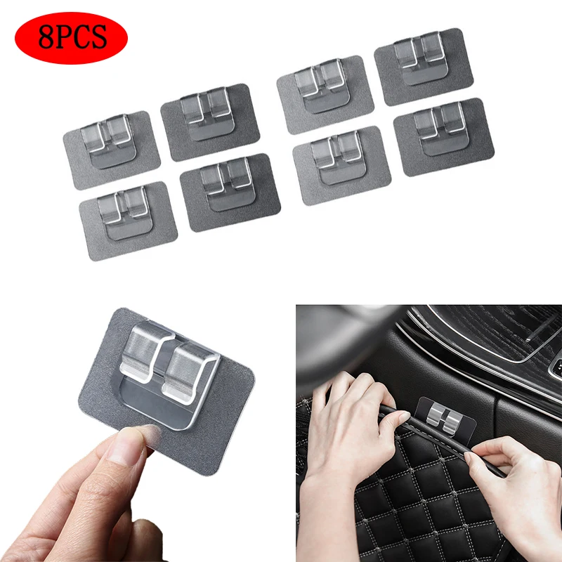 

8PCS Strong Double-sided Adhesive Magic Velcro Car Foot Pad Anti-skid Fixed Buckle Paste Anti-skid Removable Auto Accessories