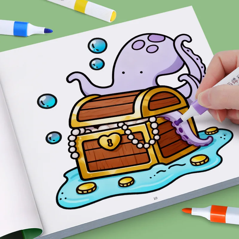 Children's Painted Painting Book Ocean Scene Bold-Easy Coloring Book Picture Book School Early Education Enlightenment