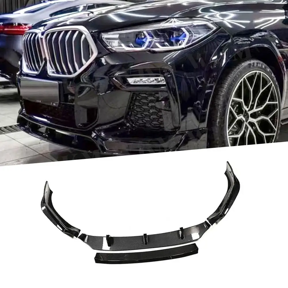 

ABS Carbon Look /Gloss Black Front Bumper Lip spoiler Body Kit for BMW X6 G06 M Sport 2020 2021 2022 2023 Car Modification